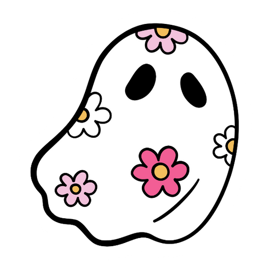 Cute Flower Power Ghost Die Cut Sticker #1004