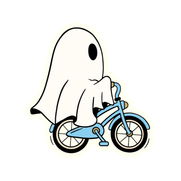 Ghost rides blue bike - Die Cut Sticker #1006