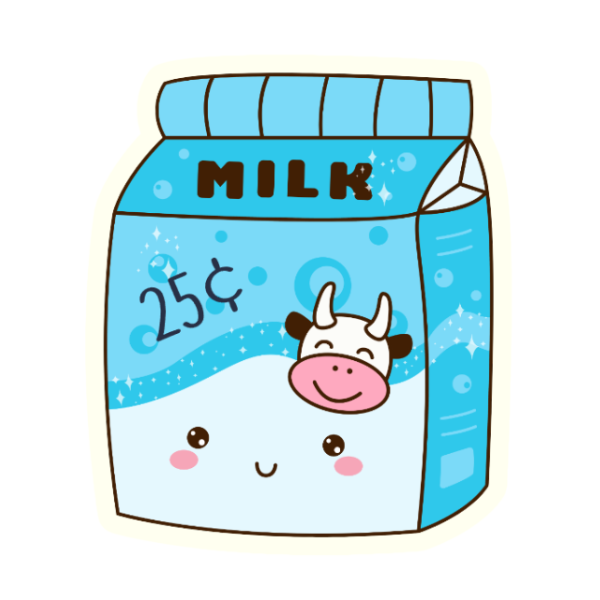 Blue Kawaii Milk Carton - Die Cut Sticker #1008