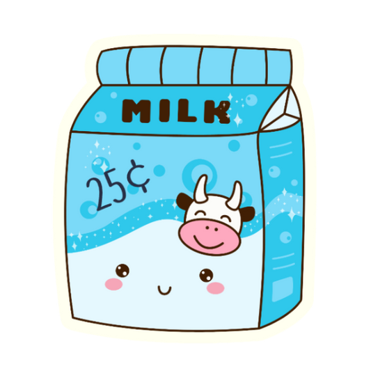 Blue Kawaii Milk Carton - Die Cut Sticker #1008