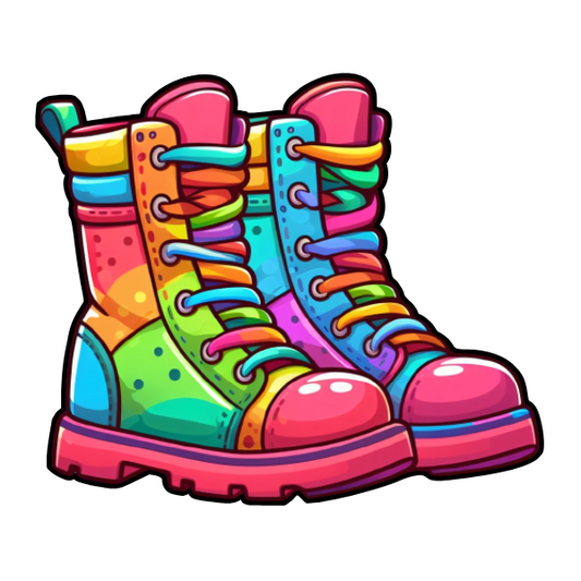 Retro Combat Boots - Die Cut Sticker #1056