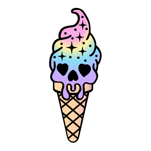 Pastel skull head ice cream cone Die Cut Sticker #1070