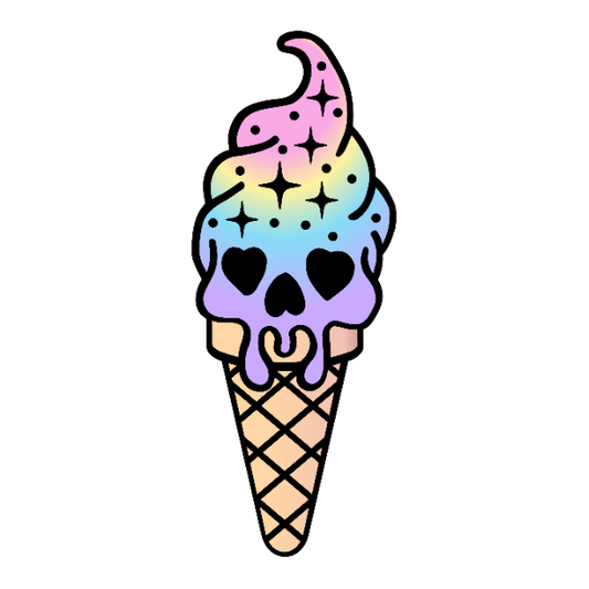 Pastel skull head ice cream cone Die Cut Sticker #1070