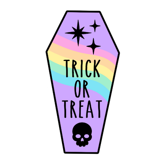 Trick or Treat coffin Die Cut Sticker #1071