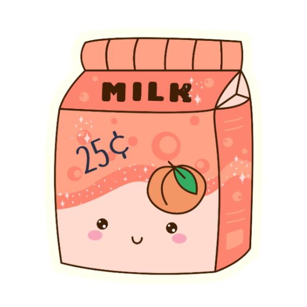 Peach Kawaii Milk Carton Die Cut Sticker #1076