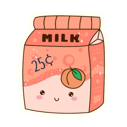 Peach Kawaii Milk Carton Die Cut Sticker #1076