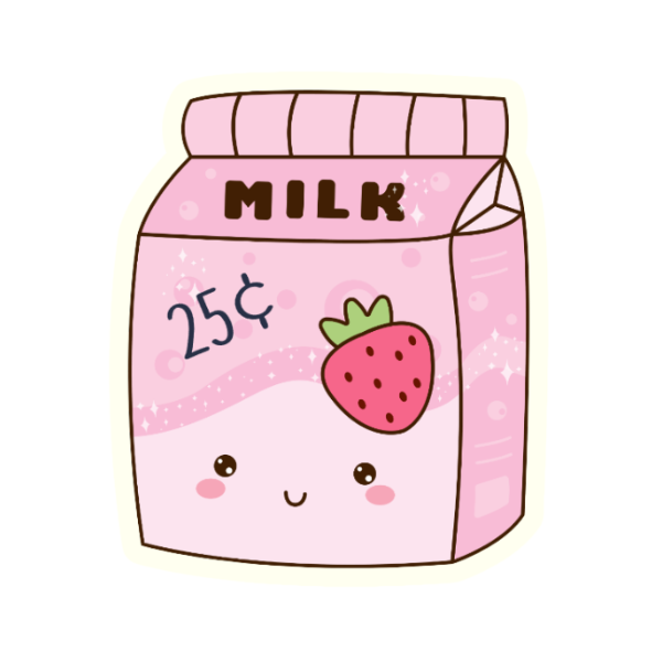 Strawberry Kawaii Milk Carton - Die Cut Sticker #1077