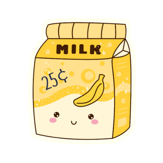 Bananna Kawaii Milk Carton - Die Cut Sticker #1078