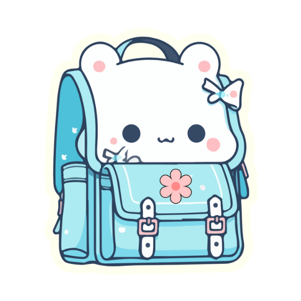 Kawaii Blue Backpack - Die Cut Sticker #1085