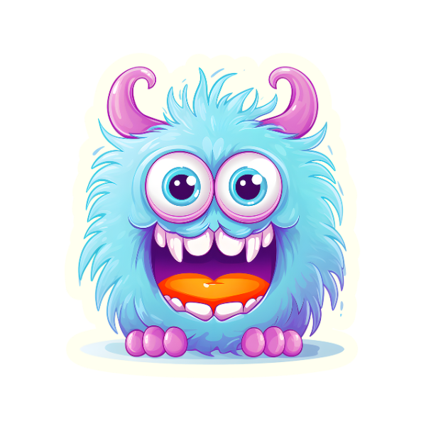 My blue fuzzy Monster Die Cut Sticker #1104