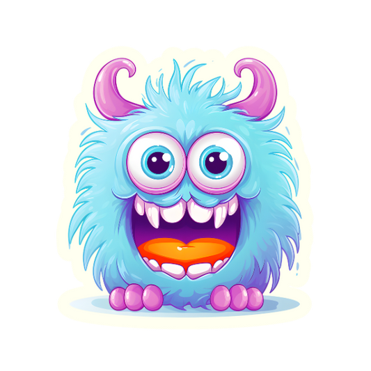 My blue fuzzy Monster Die Cut Sticker #1104