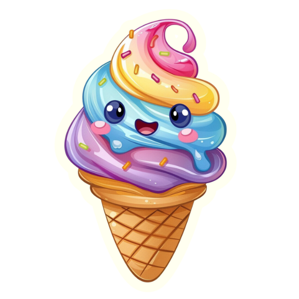 Kawaii Pastel Ice Cream Cone - Die Cut Sticker #1282