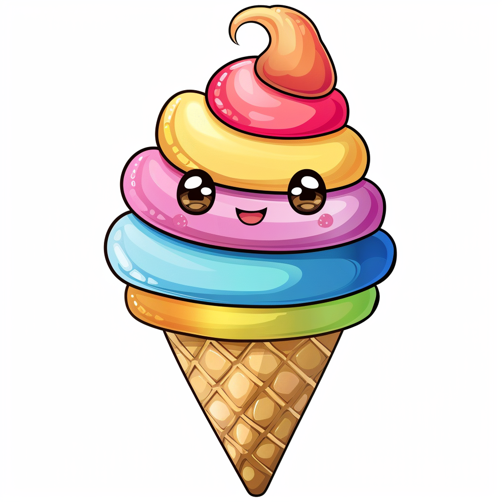 Kawaii Pastel Ice Cream Cone - Die Cut Sticker #1283