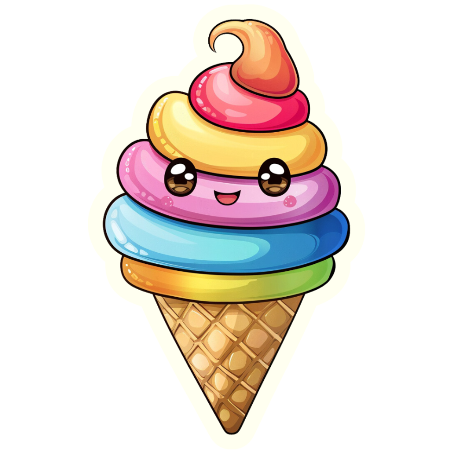 Kawaii Pastel Ice Cream Cone - Die Cut Sticker #1283