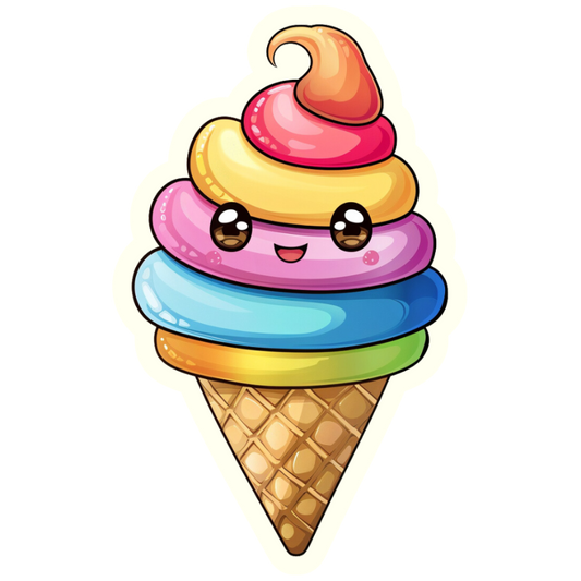 Kawaii Pastel Ice Cream Cone - Die Cut Sticker #1283