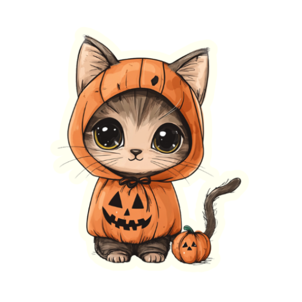 Kitty dressed for Halloween - Die Cut Sticker #1299