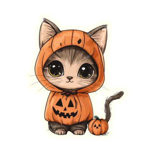 Kitty dressed for Halloween - Die Cut Sticker #1299