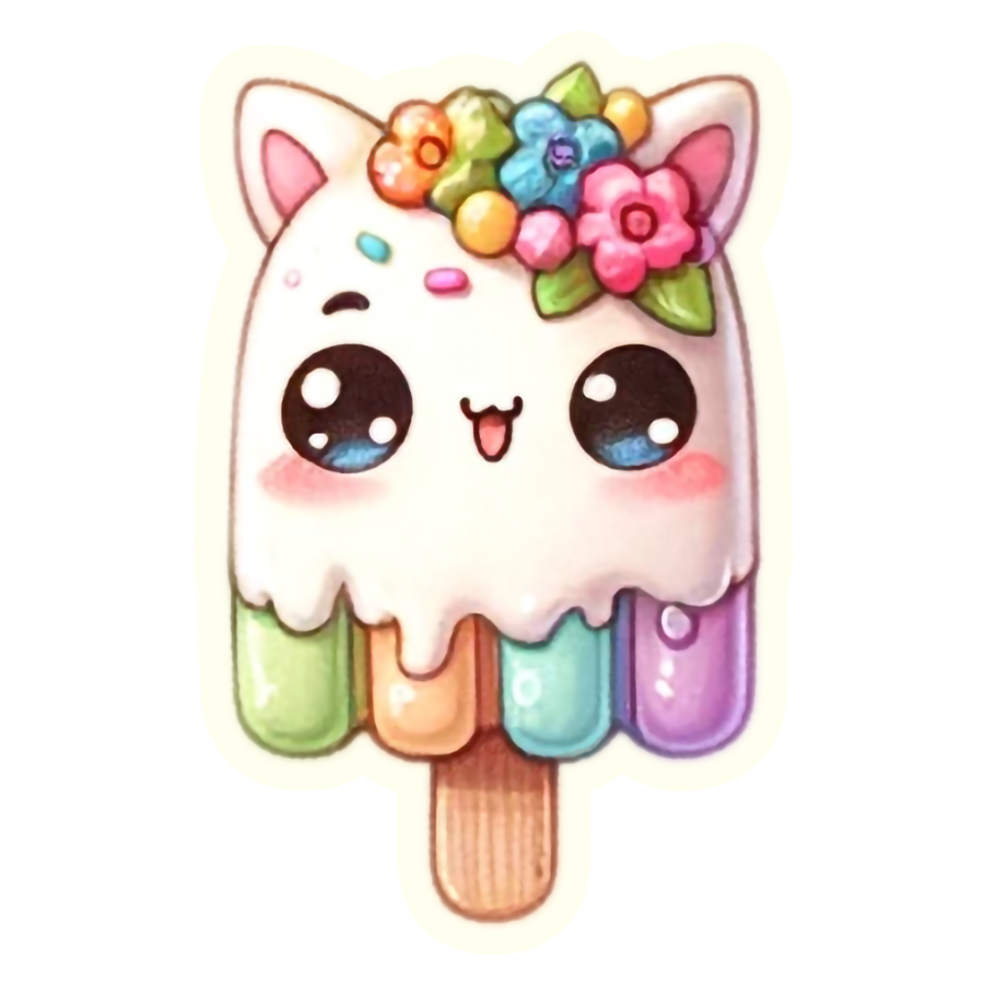 Kawaii Sweet Ice Cream Treat - Die Cut Sticker #1617