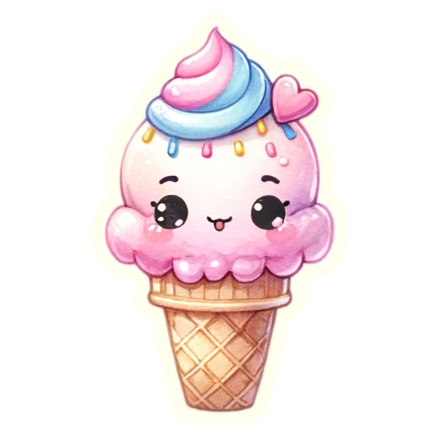 Kawaii Sweet Ice Cream Cone Treat - Die Cut Sticker #1639