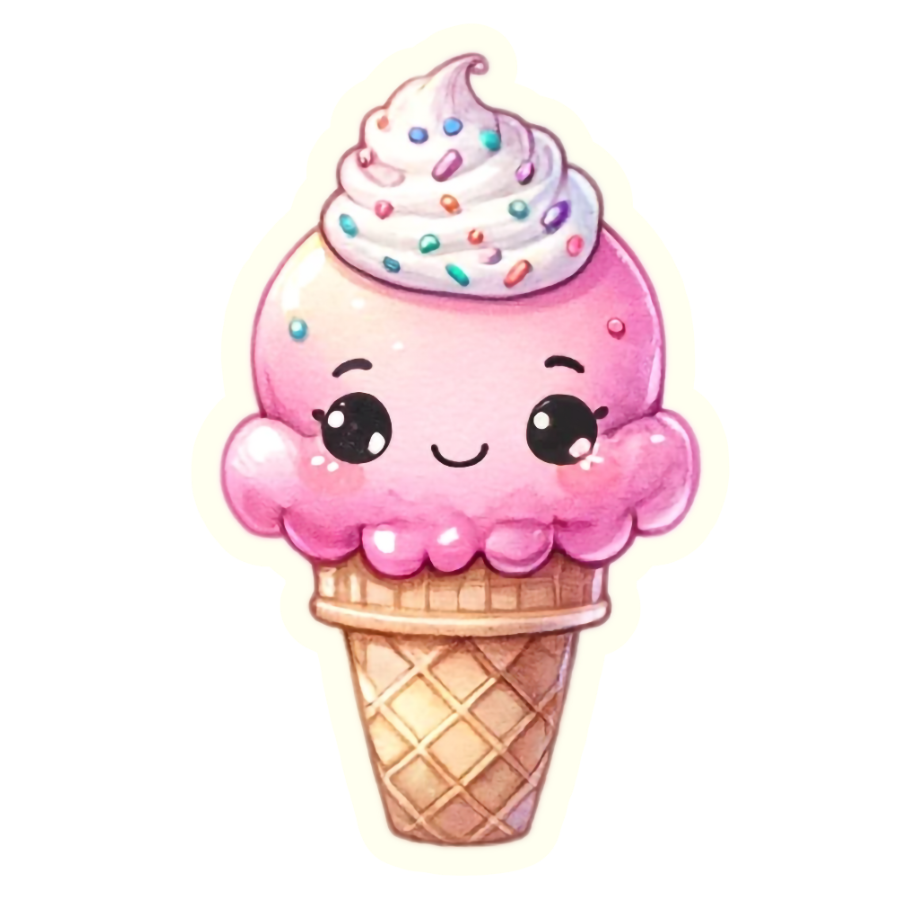 Kawaii Sweet Ice Cream Cone Treat - Die Cut Sticker #1640