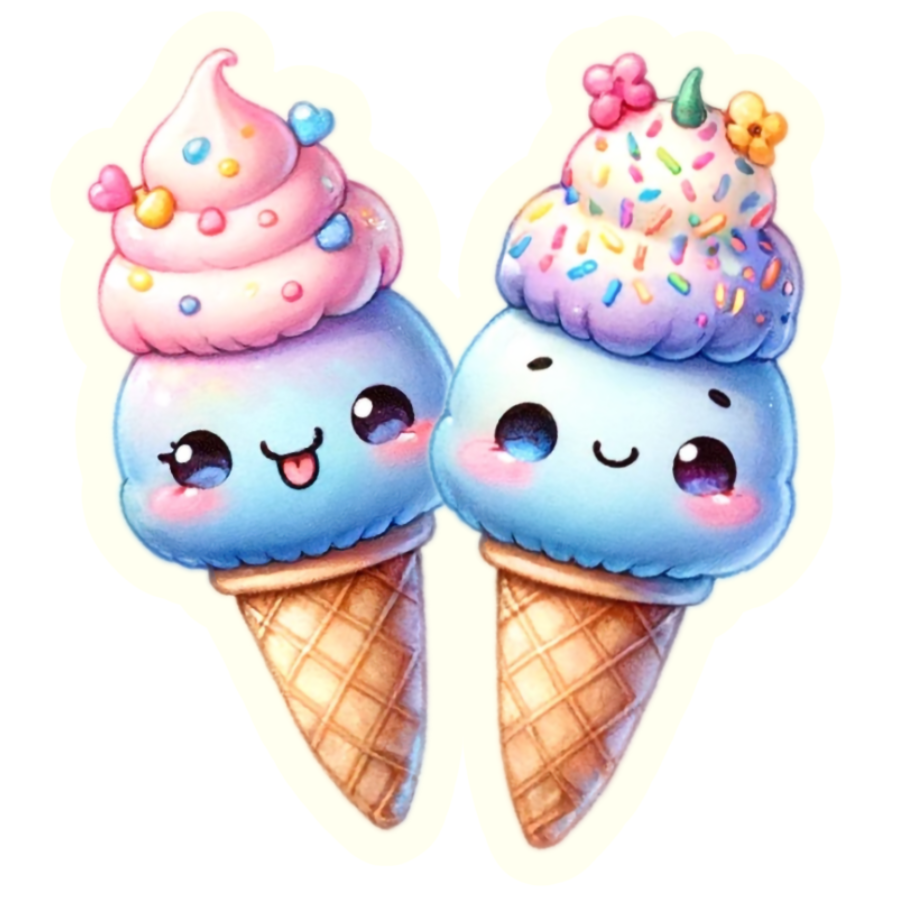 Kawaii Sweet Ice Cream Cone Treat - Die Cut Sticker #1654