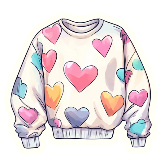 Heart Sweatshirt - Die Cut Sticker #1660