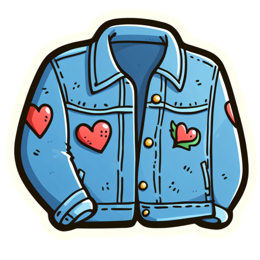 Blue Jean Jacket with hearts - Die Cut Sticker #1663