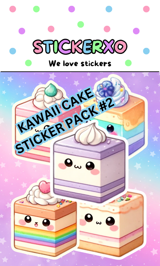 Kawaii Cake Sticker Pack #2 - Die Cut Stickers 2.5" (5ct)