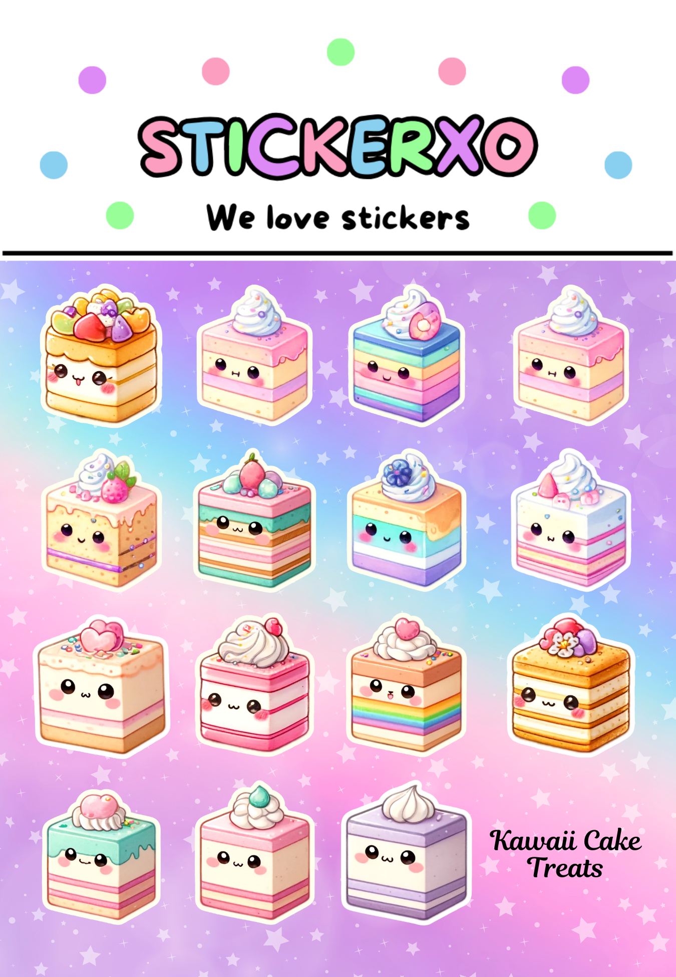 Kawaii Cake Sticker Sheet - SSK1000