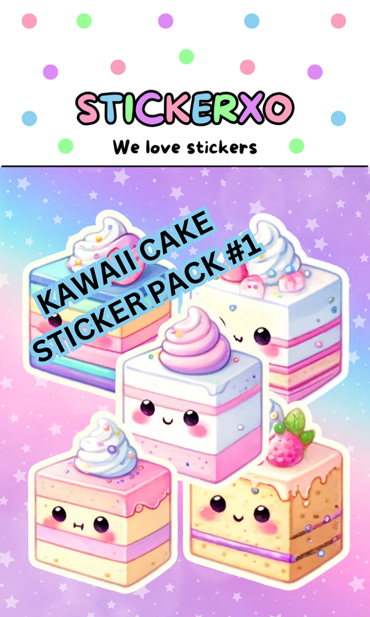 Kawaii Cake Sticker Pack #1 - Die Cut Stickers 2.5" (5ct)